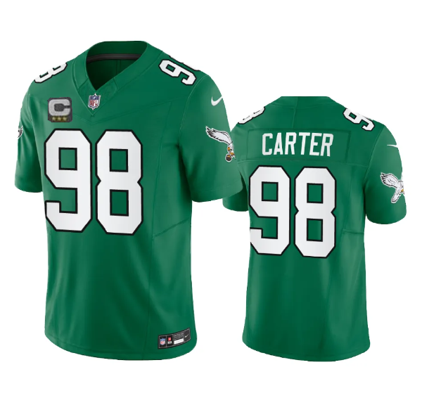 Men's Philadelphia Eagles #98 Jalen Carter Green 2023 F.U.S.E. With C Patch Vapor Untouchable Stitched Football Jersey Men's Philadelphia Eagles #98 Jalen Carter Green 2023 F.U.S.E. With C Patch Vapor Untouchable Stitched Football Jersey